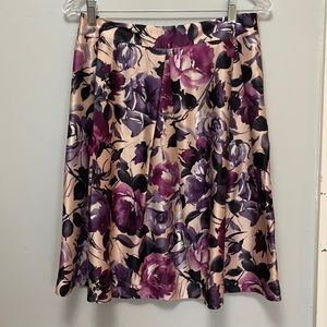 Tara Jarmon Purple and Pink Floral Skirt